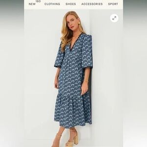 Hyacinth House Slate Blue Floral Rhoda Ric-Rac Maxi Dress